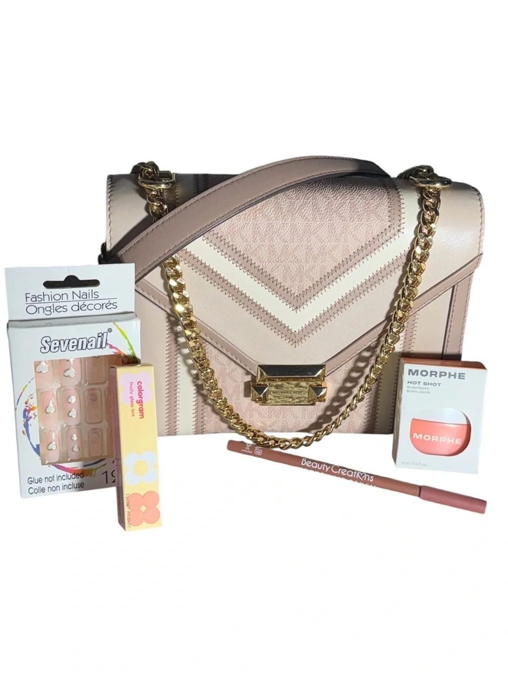 $478 Bundle: NWOT Michael Kors Whitney 2-Way Bag & 4 Beauty Products